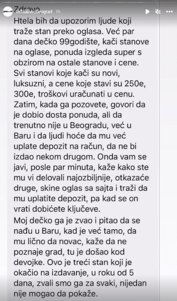 Oprezno! Lažni stanodavci počeli da pljačkaju ljude po Beogradu, nude stanove koji ne postoje!
