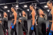 Pogledajte kako se kikbokserka Katarina "poigrava" sa UFC borcem Merabom! Beloruskinja je viša "samo" 26 centimetara (VIDEO)