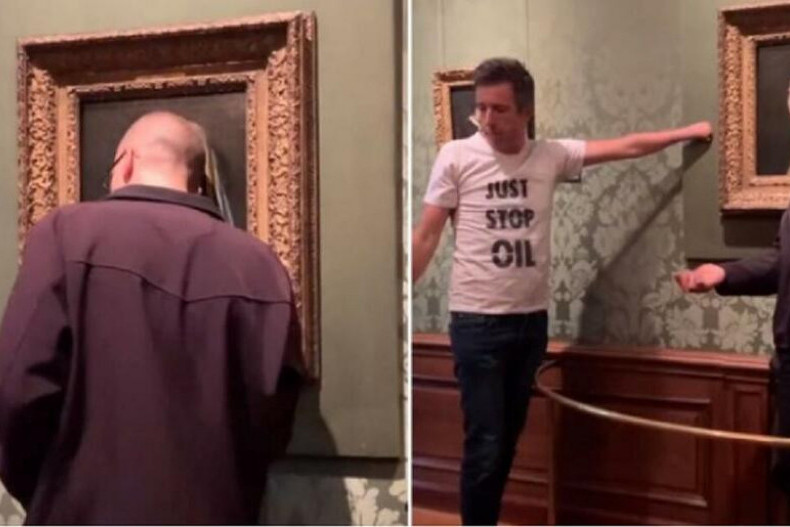 Još jedan skandal u muzeju! Holandski aktivista zalepio glavu za sliku neprocenjive vrednosti (VIDEO)