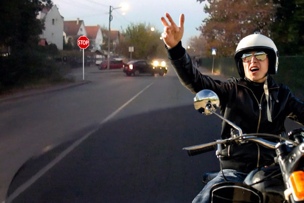 "Da sam mogao, ubio bih te!": Vozač automobila nije stao na znak STOP - zamalo da nije pokosio motociklistu! (VIDEO)