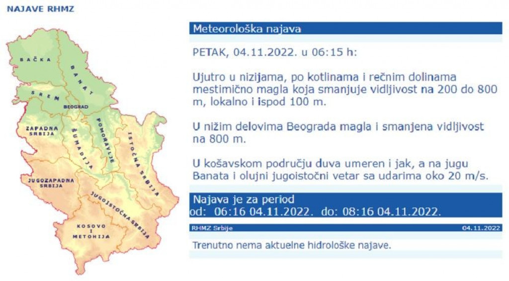 RHMZ Najavljuje Olujni Vetar: Najjači Udari U Ovom Delu Srbije