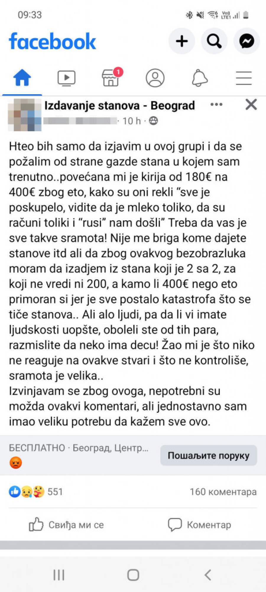 Digli kiriju sa 180 na 400 evra pa objasnili: "Sve je skuplje, i mleko i računi, a i Rusi nam došli"