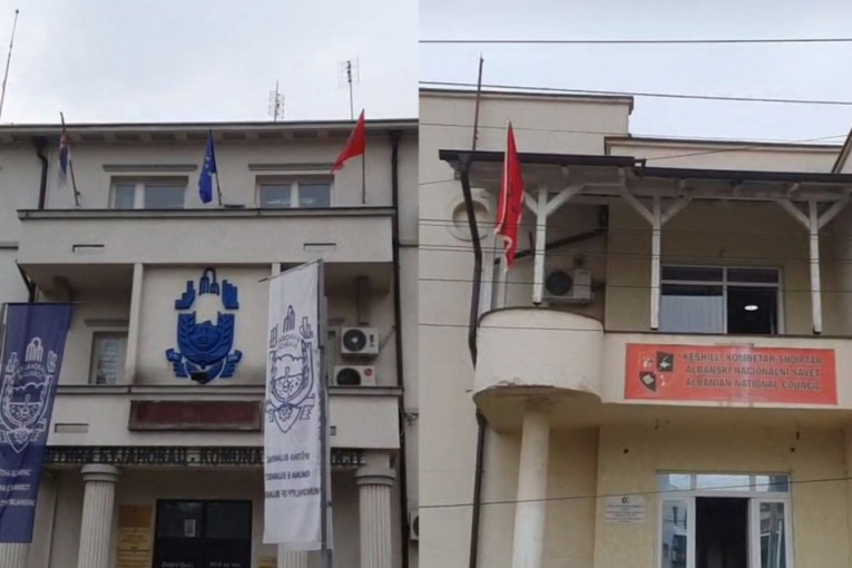 Zastave Albanije osvanule na zgradi opštine Bujanovac i nacionalnog saveta Albanaca (FOTO)