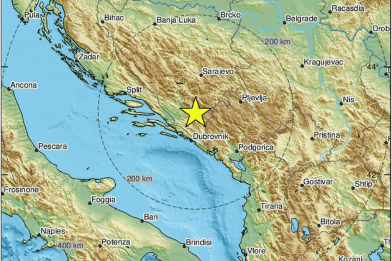 Jak zemljotres u Hercegovini: Epicentar potresa jačine 4,4 stepena bio je kod Stoca