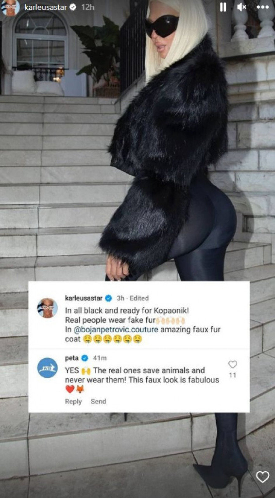 Karleuša pozirala u bundi od veštačkog krzna! Pevačicin stajling izazvao lavinu komentara, a jedan je posebno upečatljiv (FOTO)