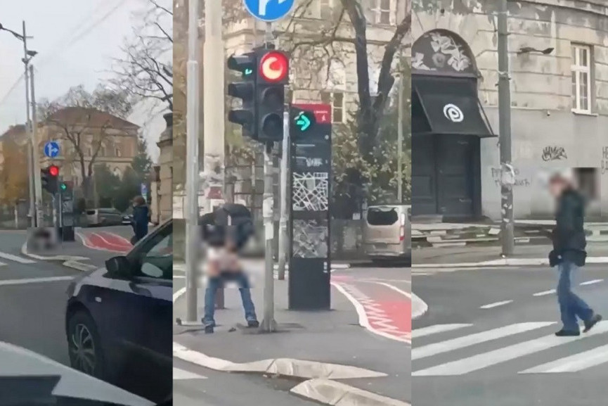 Šokantna scena u centru Beograda: Žena vrši veliku nuždu pored semafora (UZNEMIRUJUĆI VIDEO)