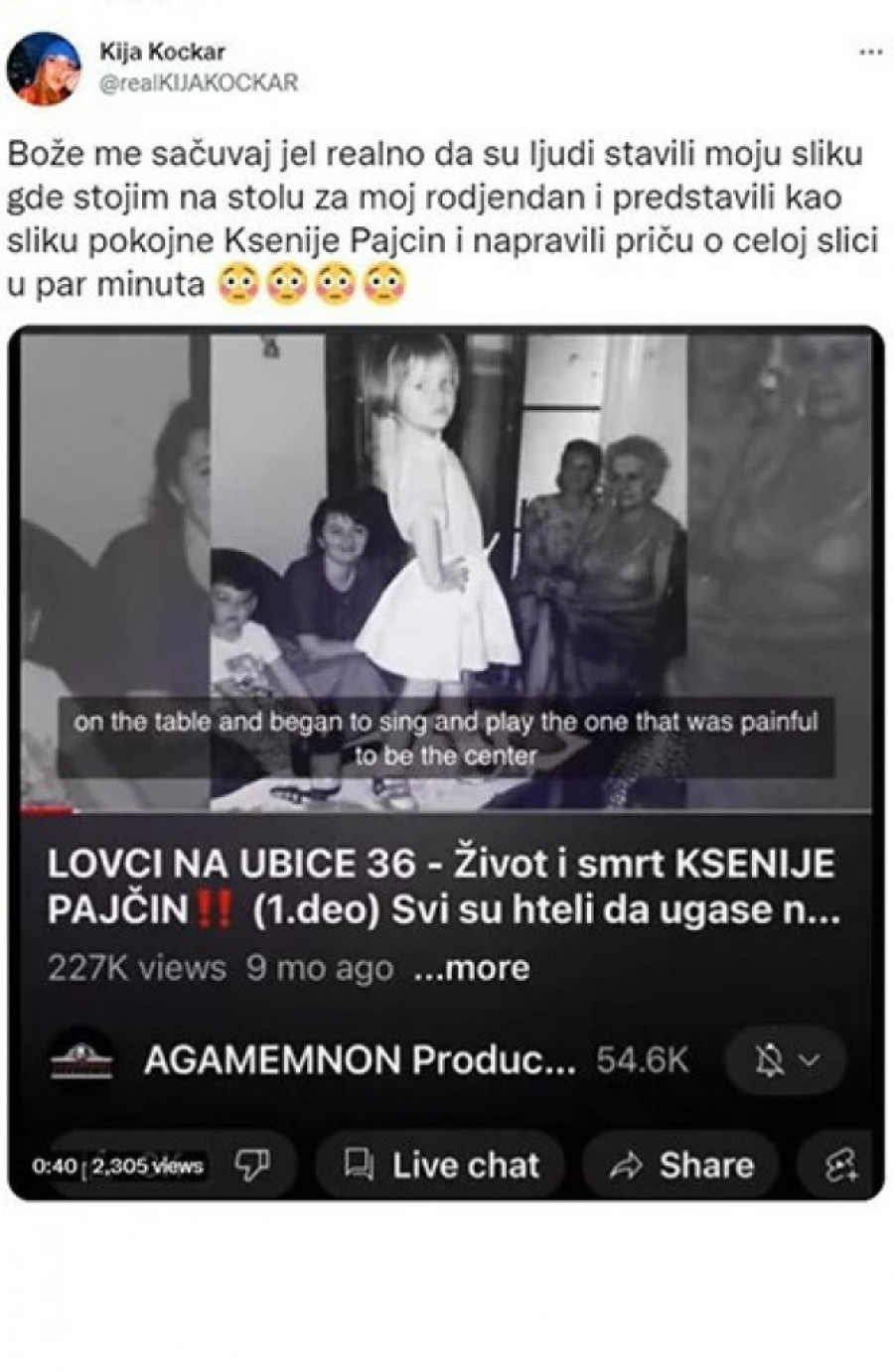 Kijina fotografija iz detinjstva završila u dokumentarcu o Kseniji Pajčin: Jezivo je videti svoju sliku! Oglasila se i produkcija
