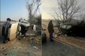 Snimci nakon potere u Smederevu zbog ukradenog jagnjeta: Automobili nakon sudara sleteli sa puta, pa se prevrnuli (VIDEO)