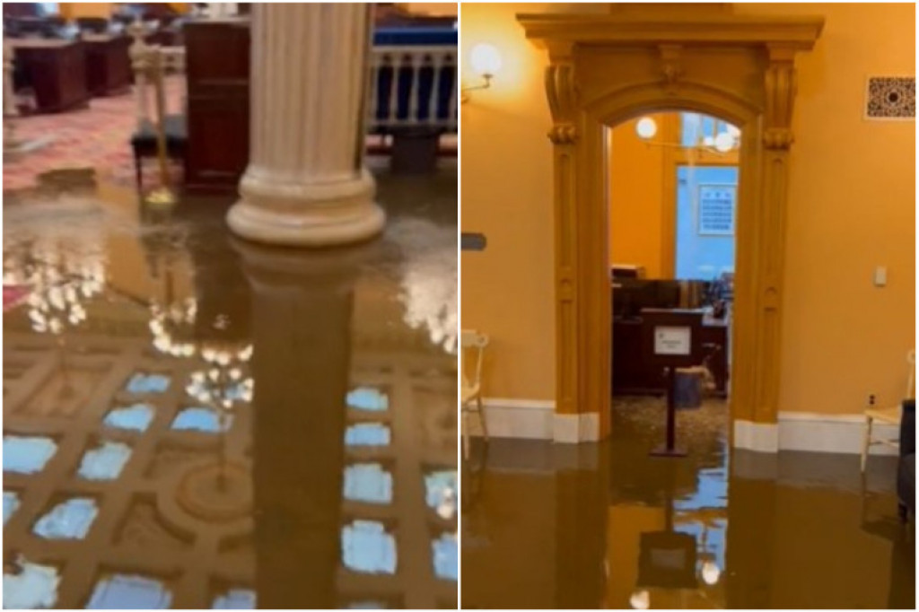 Potop u zgradi državne uprave Ohaja: Sve se pretvorilo u jedno ogromno jezero! (VIDEO)