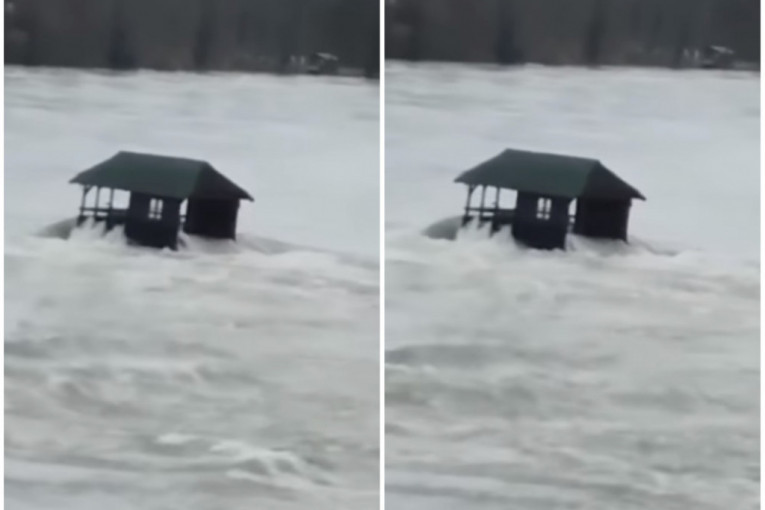 Da li će Kućica na Drini izdržati nalet reke? Voda preliva kolibu, strahuje se da će nestati! (VIDEO)