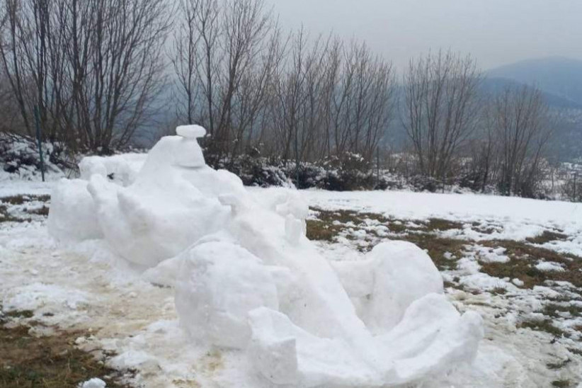 Na Fruškoj gori osvanulo umetničko delo od snega – bolid Formule 1 u prirodnoj veličini (FOTO)