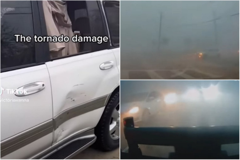 Porodica se u automobilu našla usred tornada: Ćerka i unuk paničili, ali je baka spasila stvar (VIDEO)