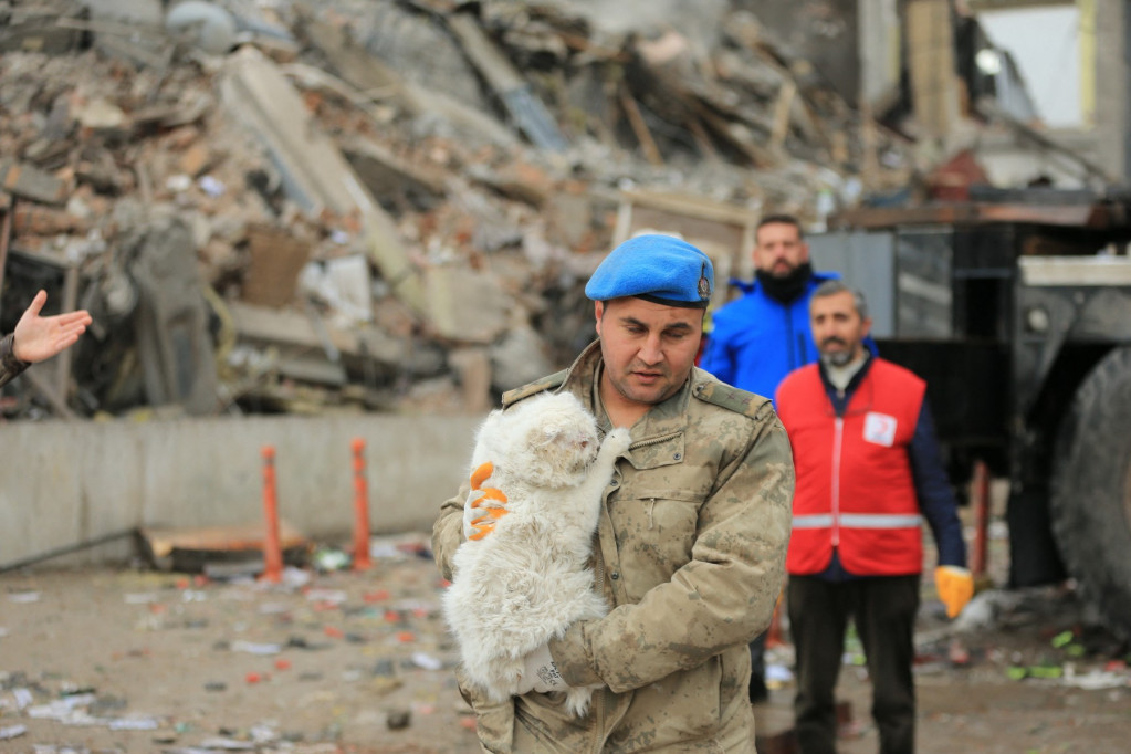 Ljudskost i humanost na delu: Turski vojnik spasio mačku iz ruševina nakon razornog zemljotresa (FOTO)