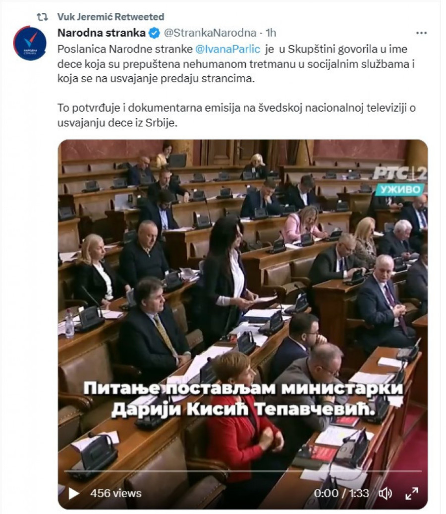 Ministarka Kisić osudila potez Vuka Jeremića: Brutalnim lažima skreće pažnju sa svoje korupcionaške afere