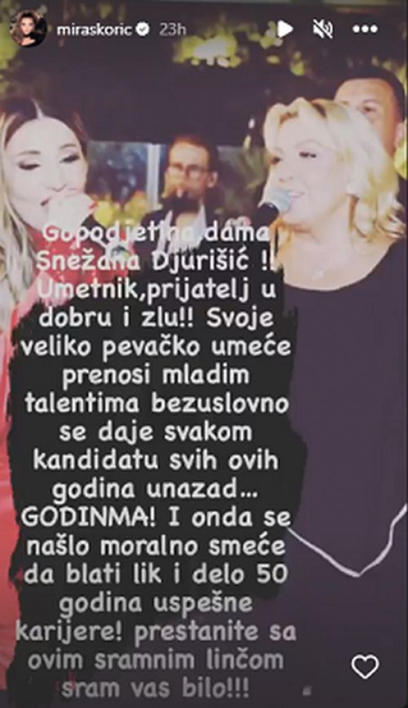 „Našlo moralno smeće da blati lik i delo Snežane Đurišić!" Oštra poruka Mire Škorić usred drame iz talent-šoua (FOTO)
