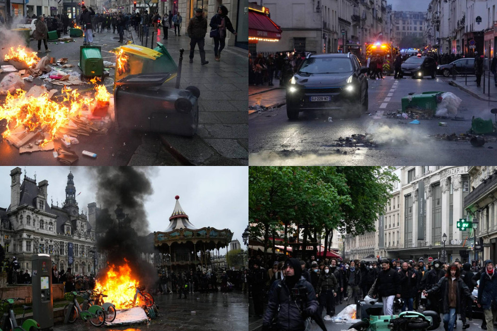 Pariz u plamenu! Zapaljena policijska stanica, na ulicama neredi jer je sud podržao Makronovu odluku o penzijama (FOTO/VIDEO)