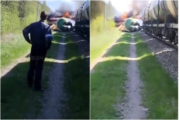 Eksplozija na pruzi u Rusiji: Teretni voz iskočio iz šina (VIDEO)