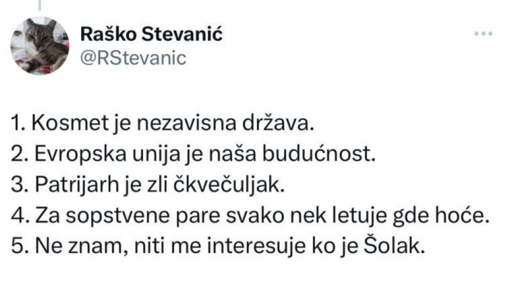 "Kosmet je nezavisna država, a patrijarh zli čovečuljak": Skandalozna poruka promotera protesta "protiv nasilja" (FOTO)
