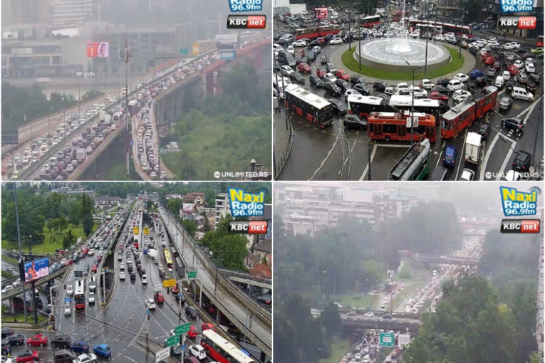 Kiša napravila kolaps u Beogradu: Prestonički mostovi potpuno zakrčeni, automobili "mile" po ulicama (FOTO)
