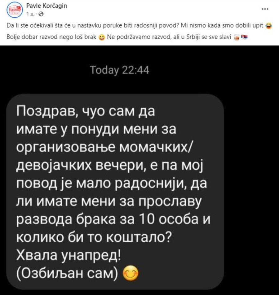 "Imate li u ponudi proslavu razvoda braka, za 10 osoba": Beograđanin pozvao kafanu, imao neobičan zahtev (FOTO)