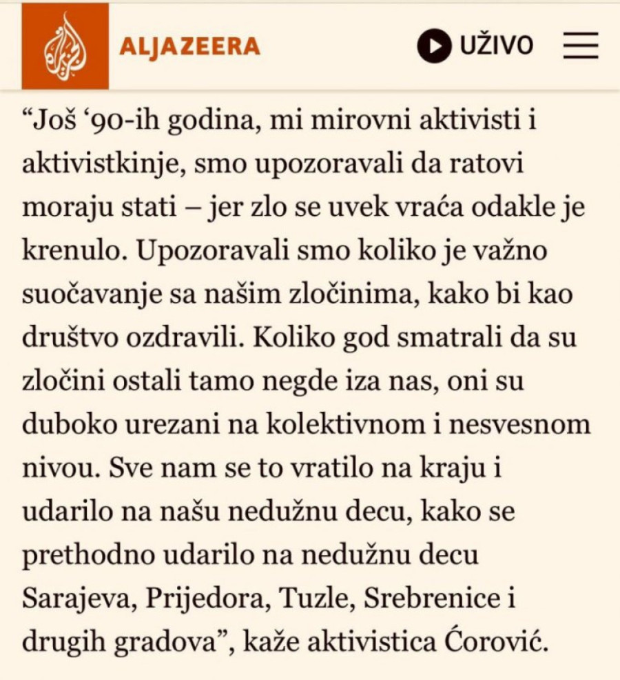 “Zlo je krenulo iz Srbije, protesti u Beogradu su zbog Srebrenice”: Aida Ćorović otkriva prave namere opozicije (FOTO)