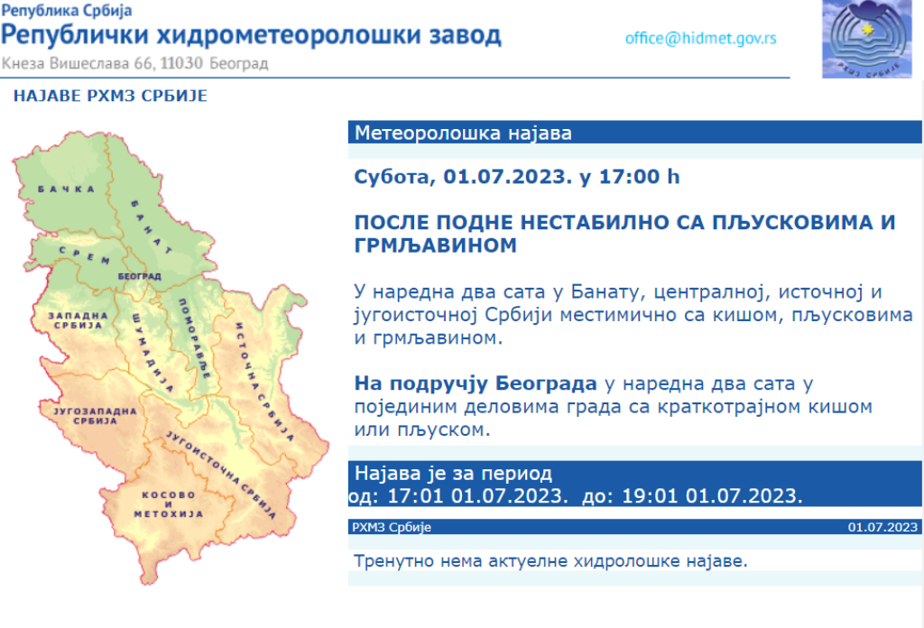 Nevreme hara Srbijom! Trstenik opet pod vodom, jak vetar na Fruškoj Gori, RHMZ dao novo upozorenje (VIDEO)