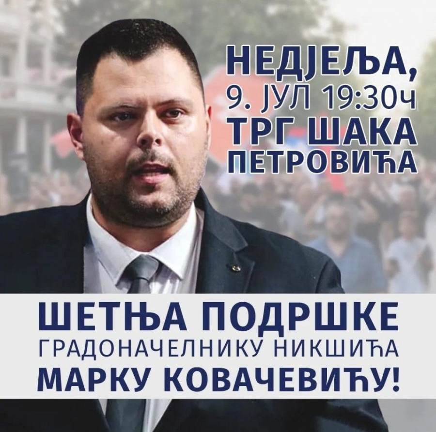 Nikšić uz svog predsednika opštine: Šetnja podrške Marku Kovačeviću u nedelju!