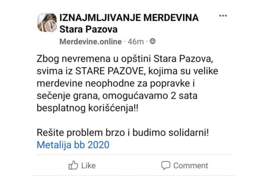 Nevreme je pričinilo štetu, ali i probudilo humanost: Dobri ljudi iz Stare Pazove odlučili da pomognu komšijama, evo i kako