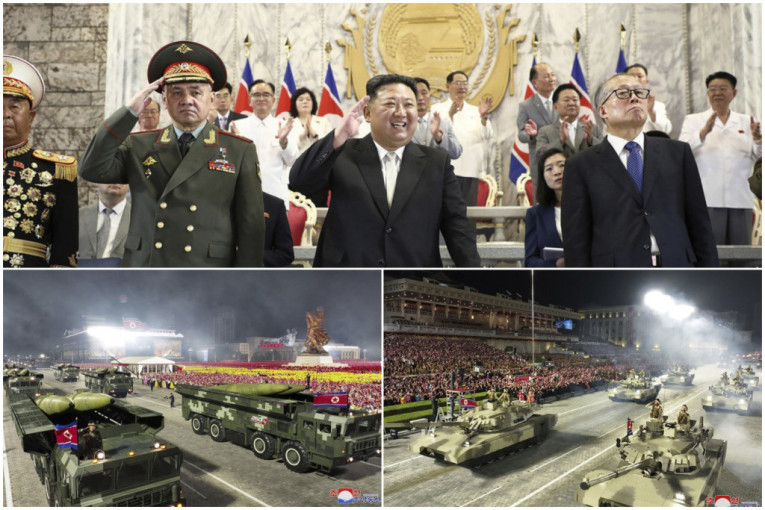 Severna Koreja na vojnoj paradi predstavila novo snažno oružje: Zajedno sa zvaničnicima iz Rusije i Kine poslala Americi jasnu poruku (FOTO)