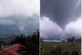 U Sloveniji snimljen udar tornada! Vetar duvao 107 km/h, nova oluja stigla i u Hrvatsku, "potop" u Bjelovaru  (FOTO/VIDEO)