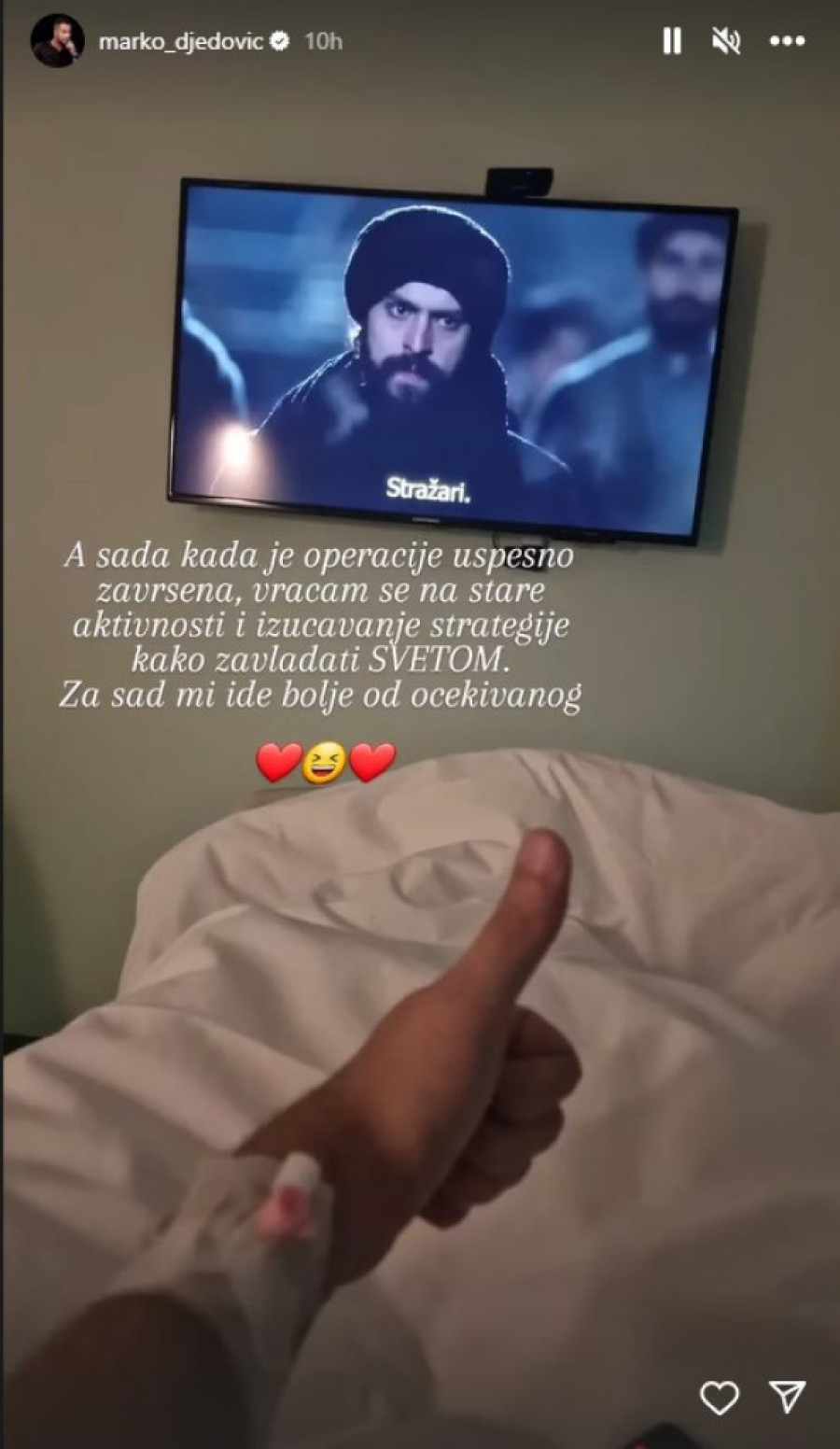 Operisan Marko Đedović: Oglasio se iz bolničkog kreveta (FOTO)