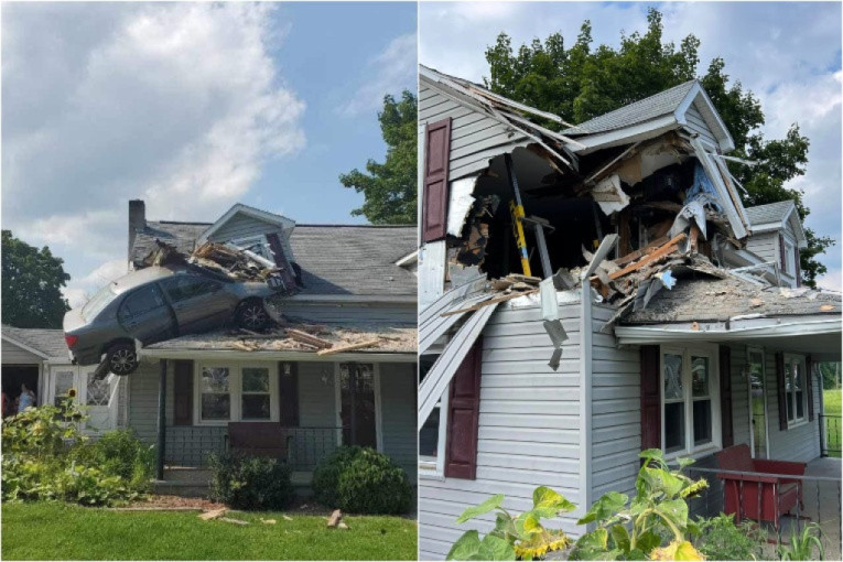 Automobilom odleteo na prvi sprat kuće: "Učinio je to namerno!" (FOTO)