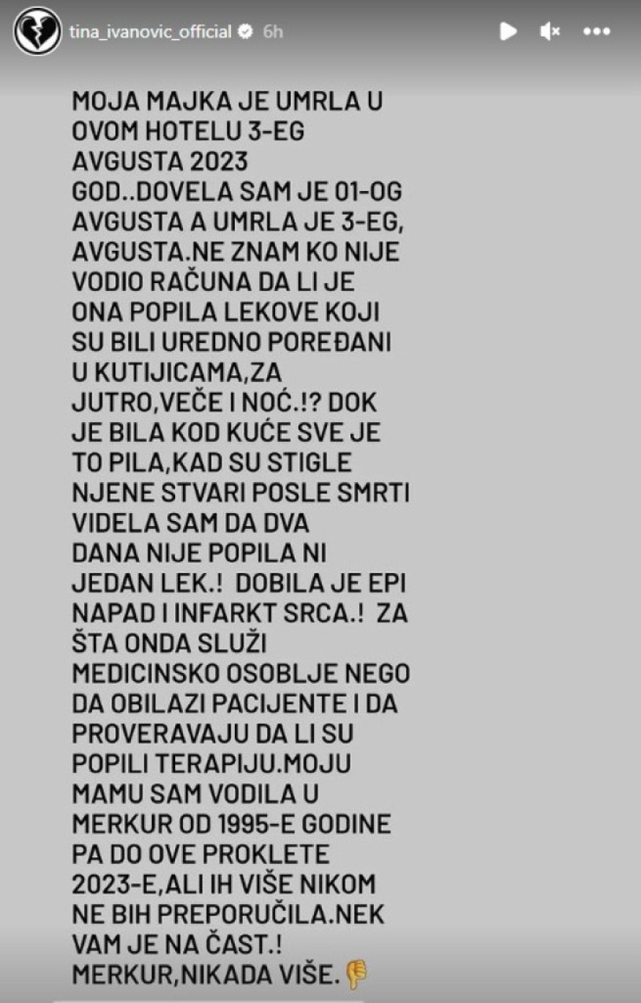 Detalji smrti majke Tine Ivanović: Pevačica sumnja na nemarnost medicinskog osoblja, ove dokaze je iznela (FOTO)