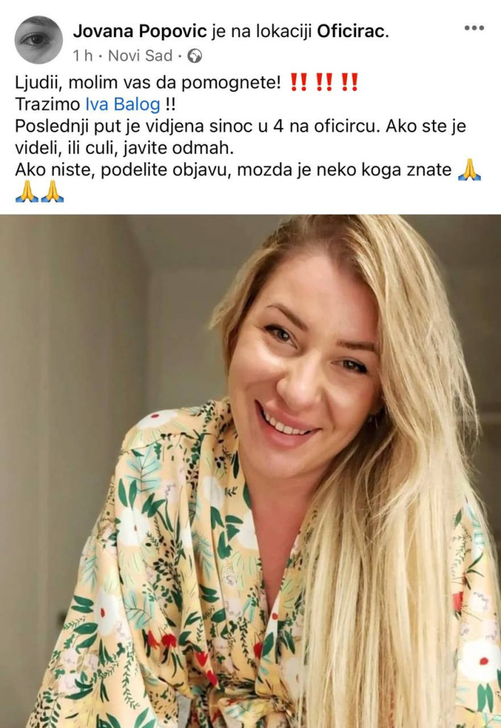 Ispitan mladić koji je video Ivu Balog pre nego što je nestala: Sestra kaže da su podignuti dronovi, ali i da su kontaktirali sa astrologom