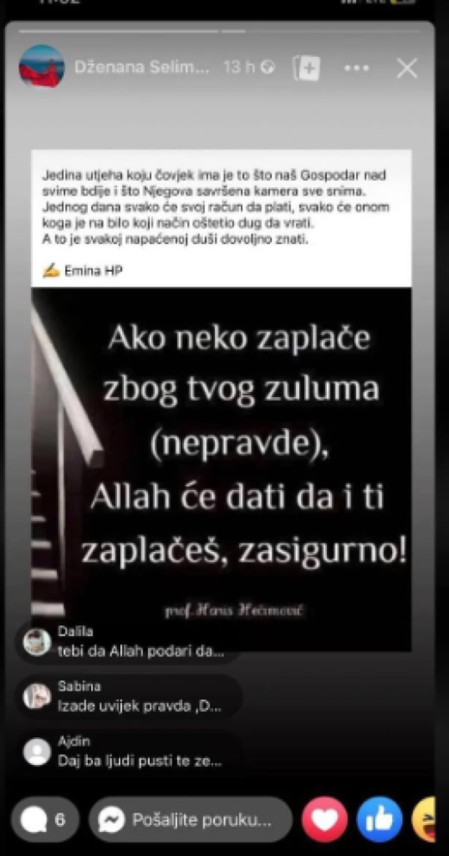 Oglasila se policajka iz Gradačca! Dženana podelila citate o nepravdi i strpljenju: “Ako neko zaplače zbog tvog zuluma" (FOTO)