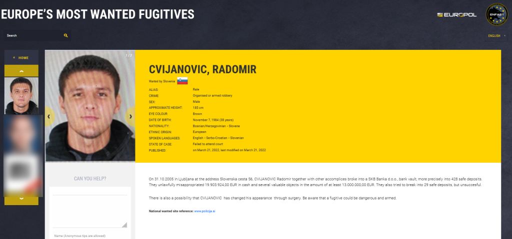 Nove poternice Evropola: Na listi najtraženijih dvojica opasnih Srba (FOTO)
