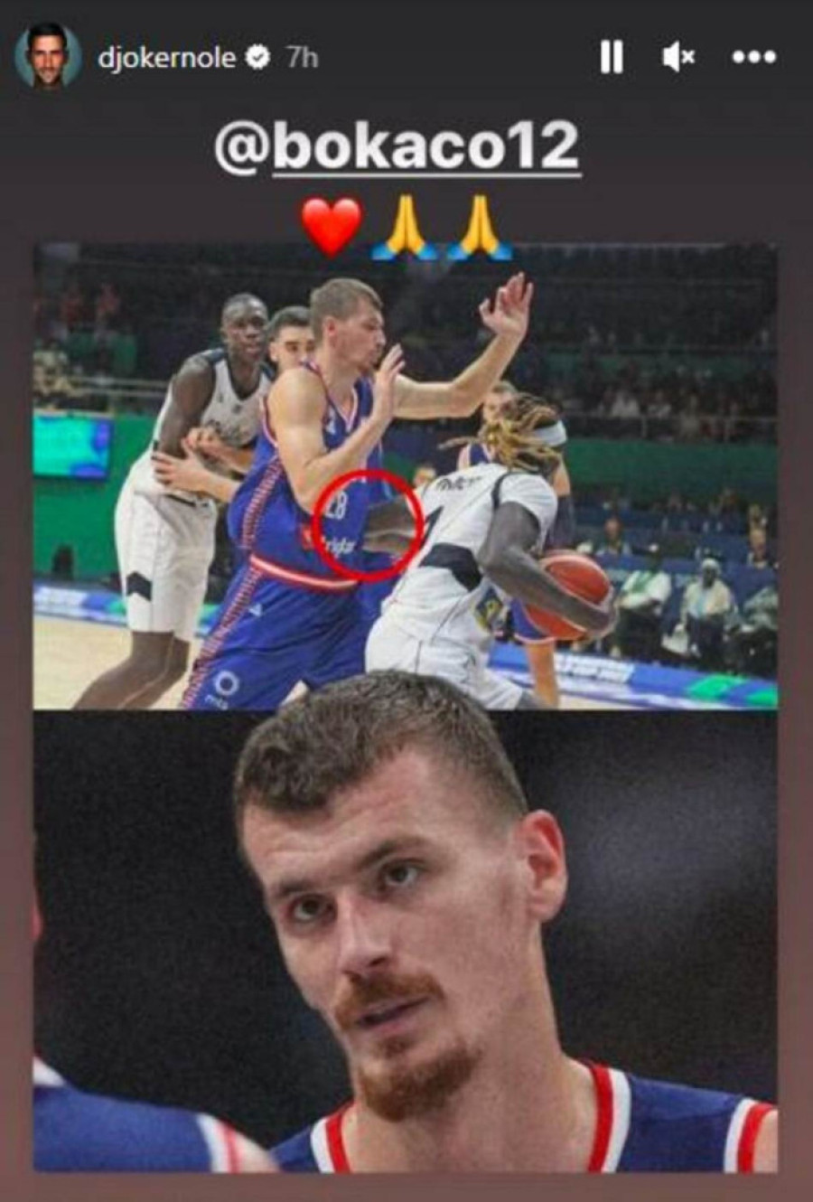 Boriša, i Novak je uz tebe! Najbolji srpski teniser uz našeg košarkaša u najtežem trenutku (FOTO)