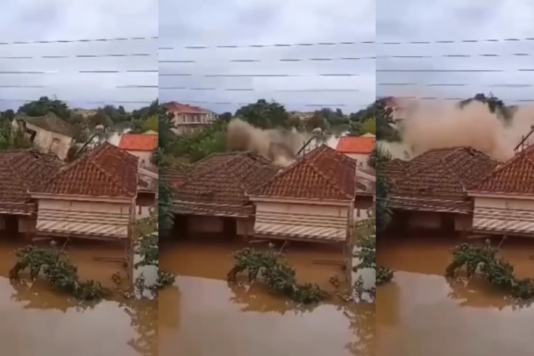 Kuća se srušila u sekundi, od nje ostao samo oblak prašine: Tragična scena iz Grčke obilazi internet nakon razornih poplava (VIDEO)