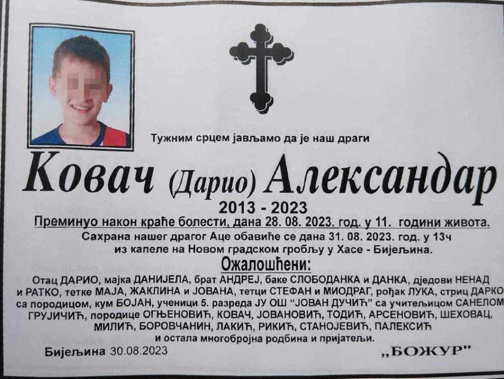 Porodica preminulog dečaka Aleksandra Kovača sama platila ekshumaciju i obdukciju, a sada ne mogu da dobiju nalaz!