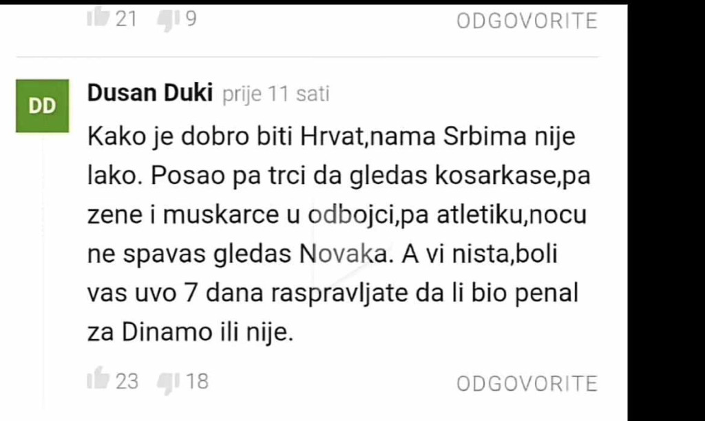 Kad se Srbin "požalio" komšijama Hrvatima: Srpski navijač ostavio komentar na hrvatskom portalu koji se prepričava! (FOTO)
