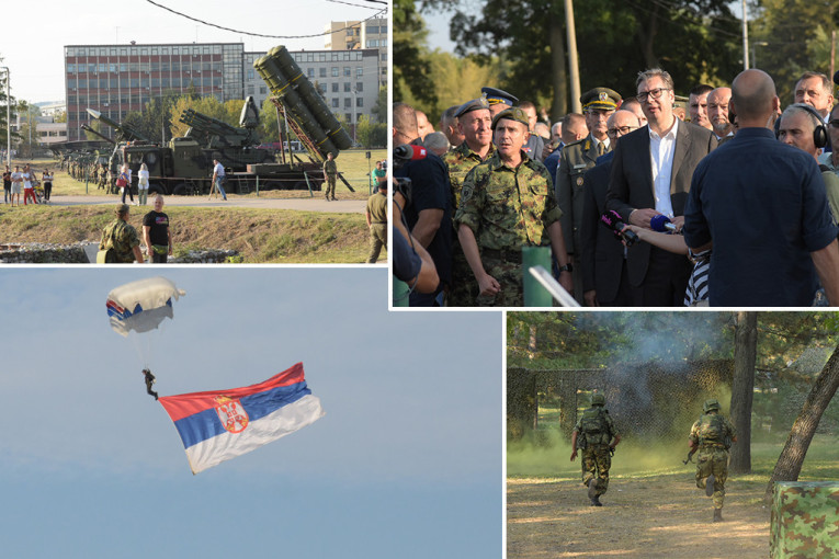Srećan praznik: Predsednik Vučić na prikazu naoružanja u Nišu, građani i deca prilaze da ga pozdrave i slikaju se sa njim