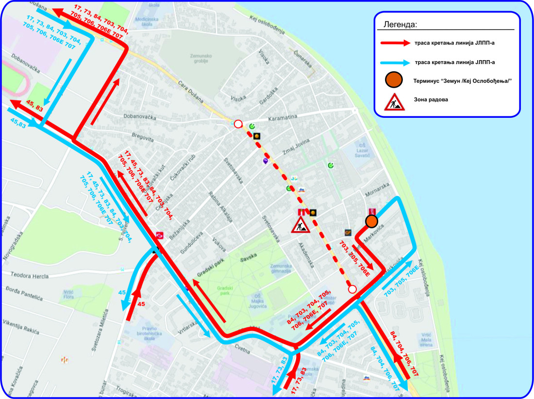 Radovi u Glavnoj ulici u Zemunu prave haos u gradskom prevozu: Evo koje sve linije menjaju trasu