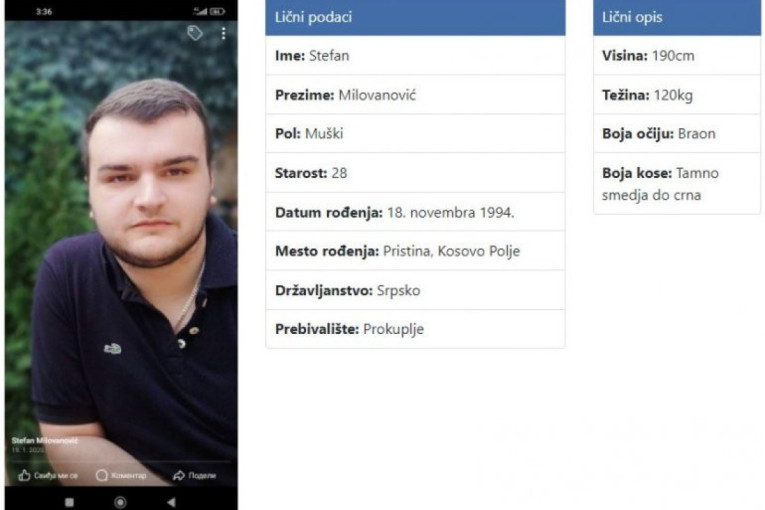 Završio je smenu i otišao sa posla: Nestao Stefan Milovanović iz Žitorađe