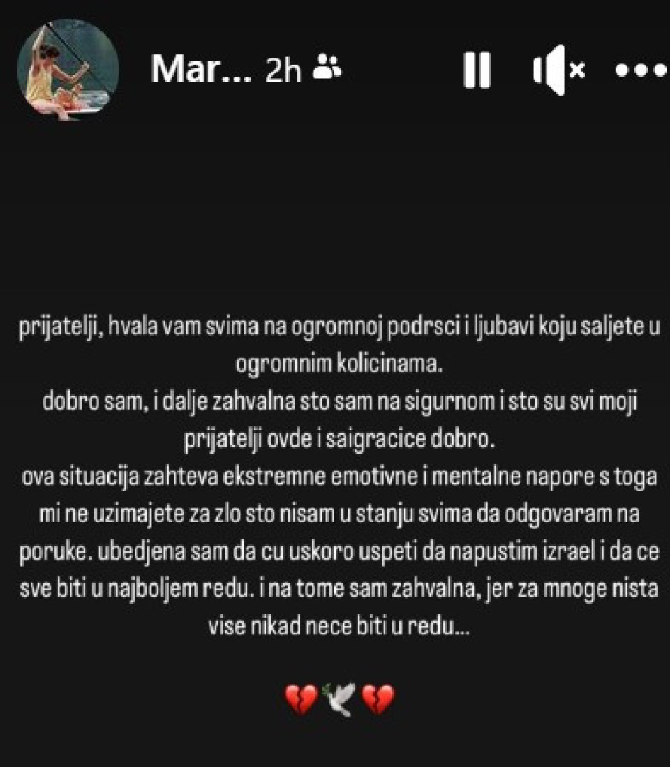 Poruka srpske odbojkašice tera suze na oči: Ubeđena sam da ću uskoro napustiti Izrael i sve će biti u redu! Za mnoge ništa više nikada neće!