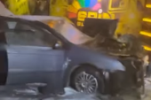 Stravična saobraćajka na Karaburmi: Sudarili se automobil i autobus - dve osobe povređene! (VIDEO)