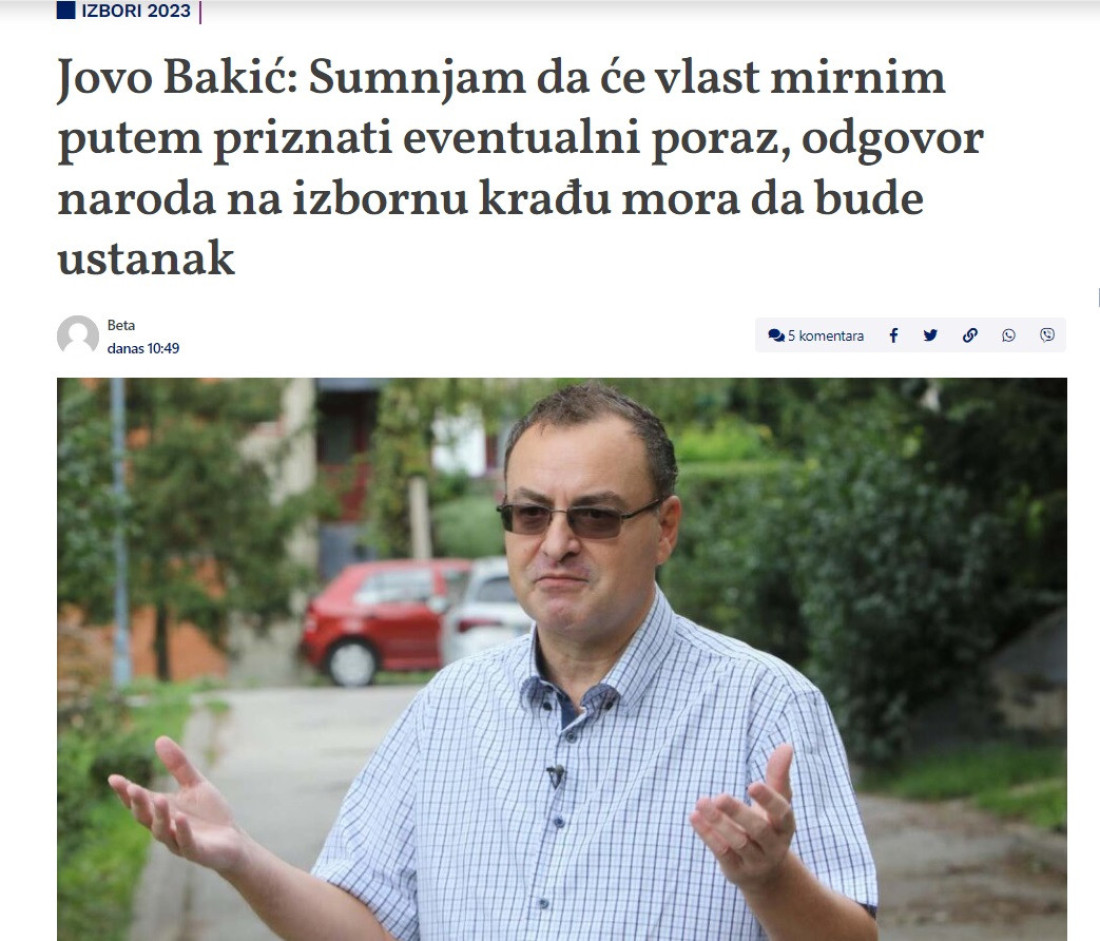 Opozicioni ideolog i jurišnik priziva zlo: Jovo Bakić preti nasiljem i krvoprolićem!