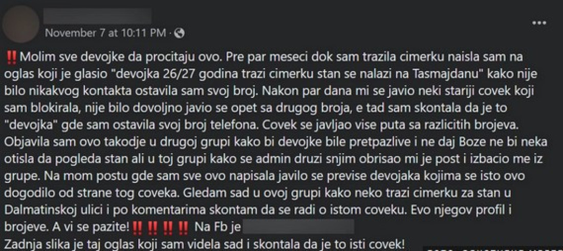 Slobodan progoni Beograđanke i šalje im poruke: Lažno se predstavlja da traži cimerku, a onda kreće pakao!