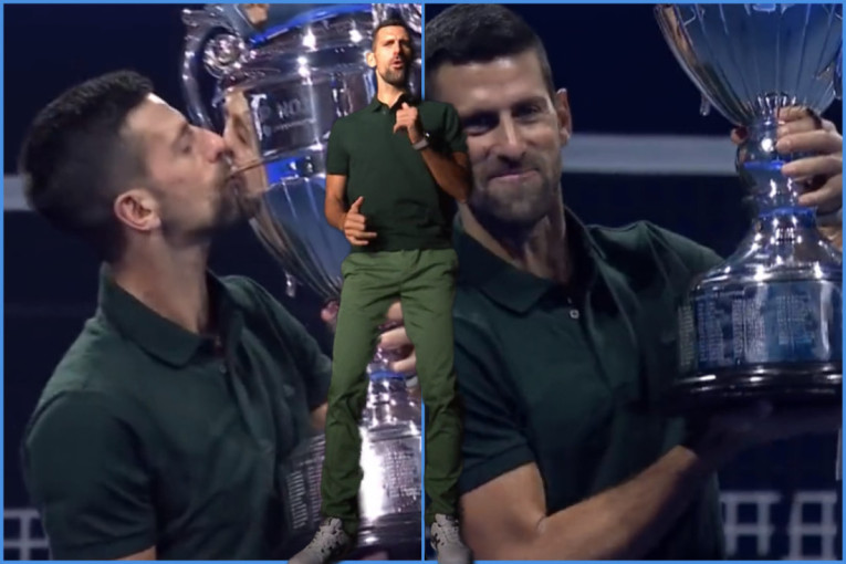 Novaku svečano uručen vredan trofej, on plesao i zezao se: "Ovo je kruna sezone, vrhunac našeg sporta"
