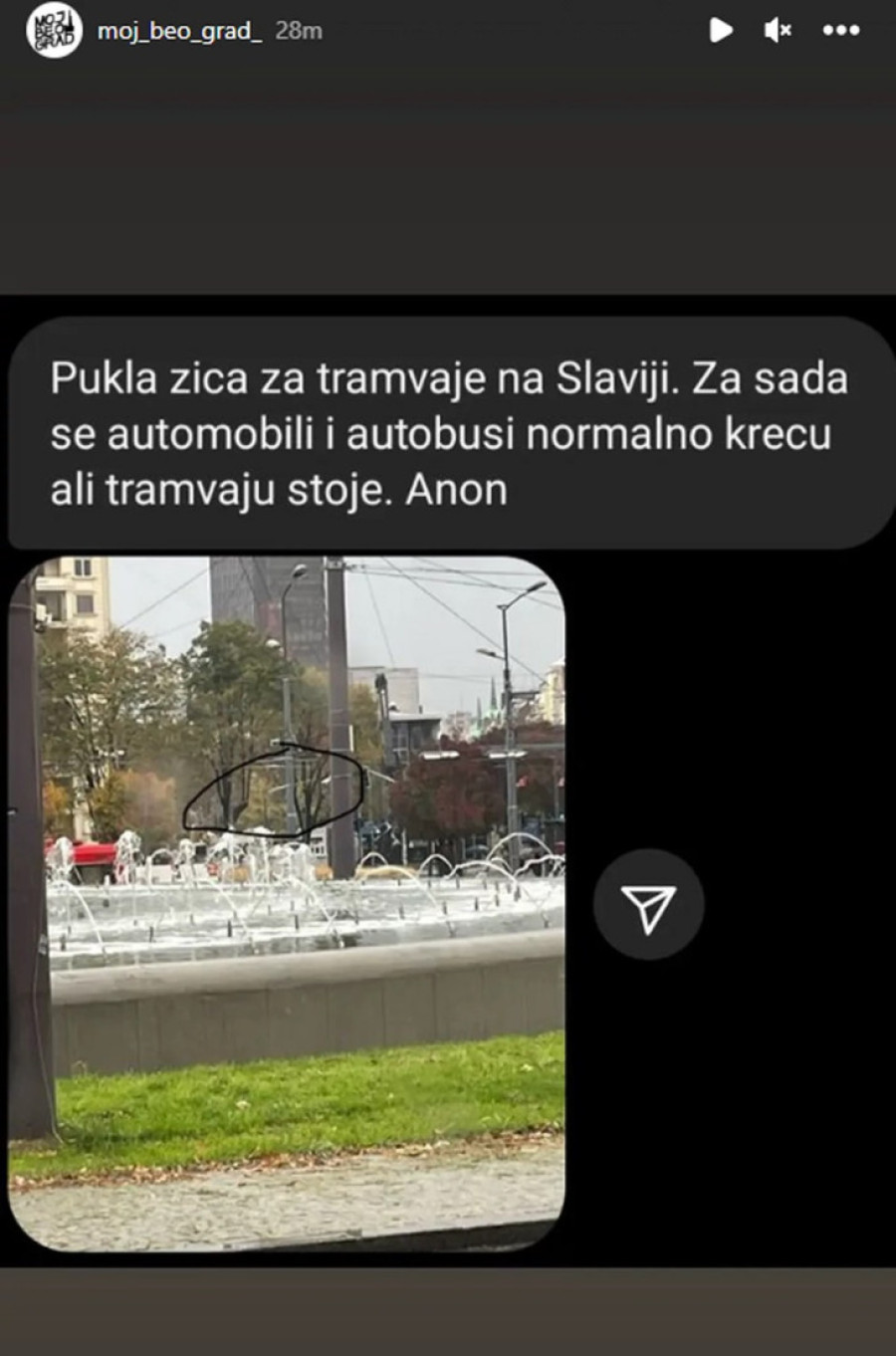 Potpuni kolaps na Slaviji: Pukla žica za tramvaje - sve stoji u okolnim ulicama! (FOTO)