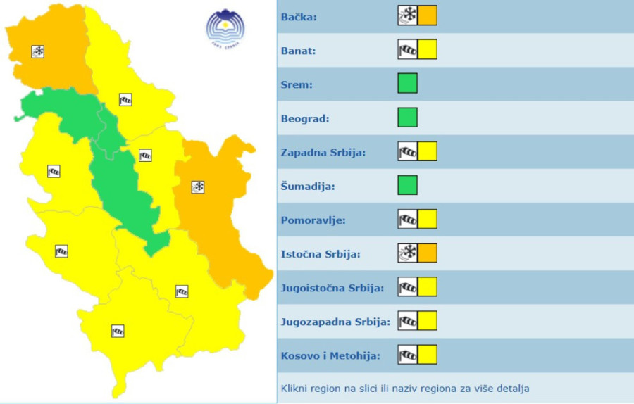 Danas hladno, ujutru mraz, kiša će se lediti pri tlu, na snazi i meteo-alarm